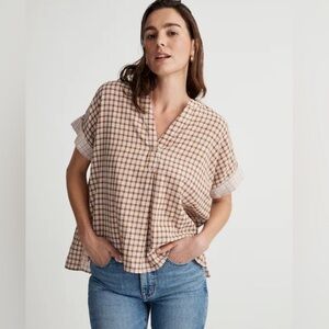 Madewell lake line double face pop over shirt sepia size M